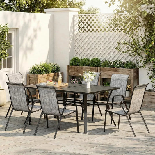NBVCX 7-Piece Outdoor Dining Set For 6 With Umbrella Hole