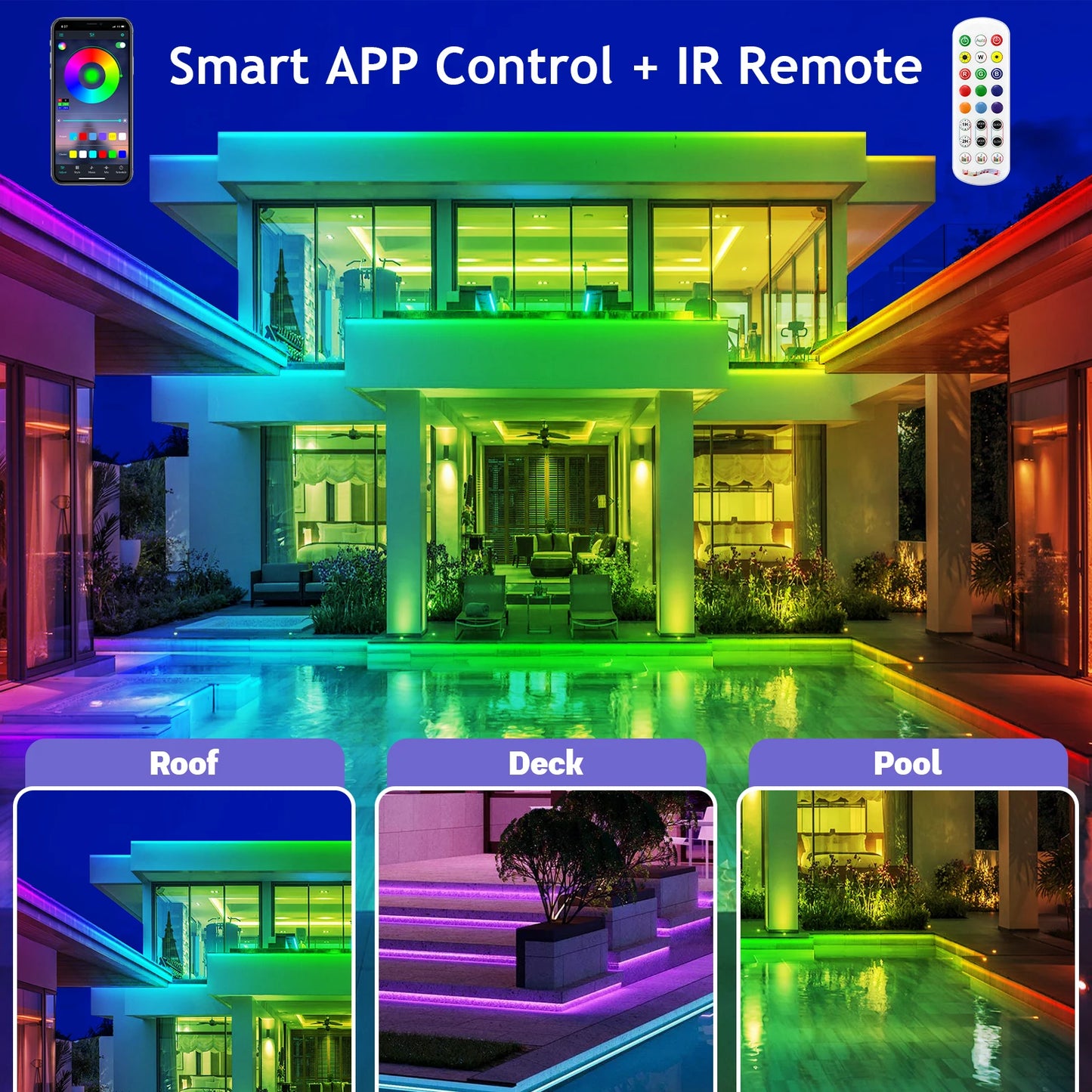 AILBTON Outdoor LED Strip Lights Waterproof IP68 With App