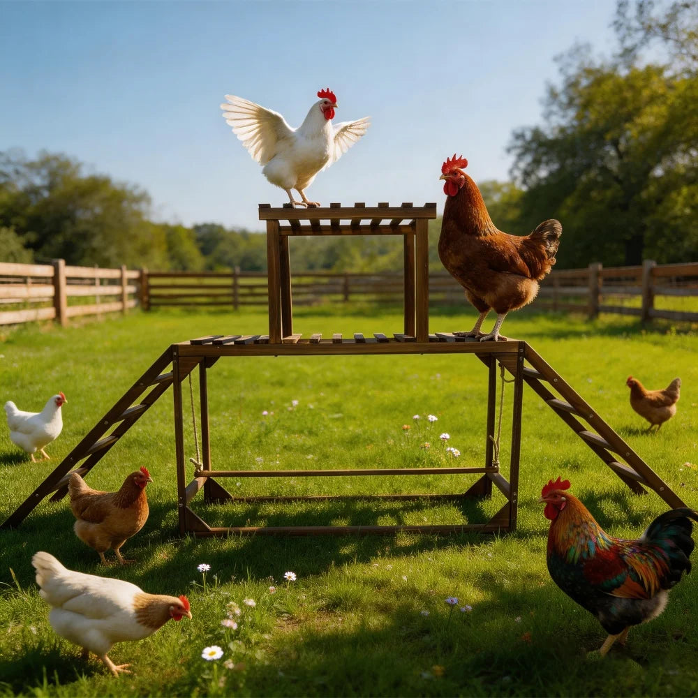 BORWART Farm Animals Chicken Coop Toy With Swing Ladder