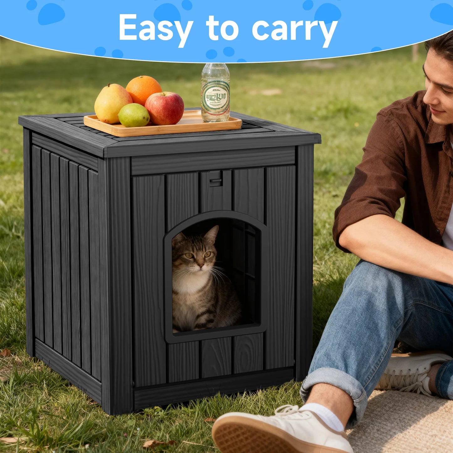 Resin 2in1 Cat House End Table Waterproof Indoor Outdoor Kennel