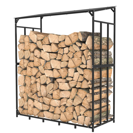 Heavy Duty Outdoor Metal Firewood Rack With Waterproof Cover