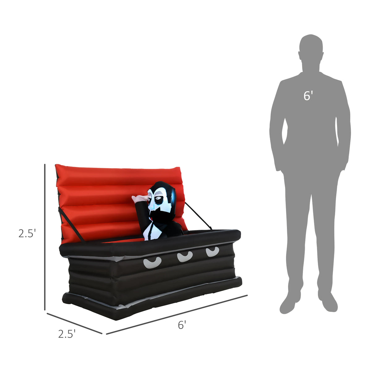 Outdoor Inflatable Halloween Vampire Coffin With Led Lights