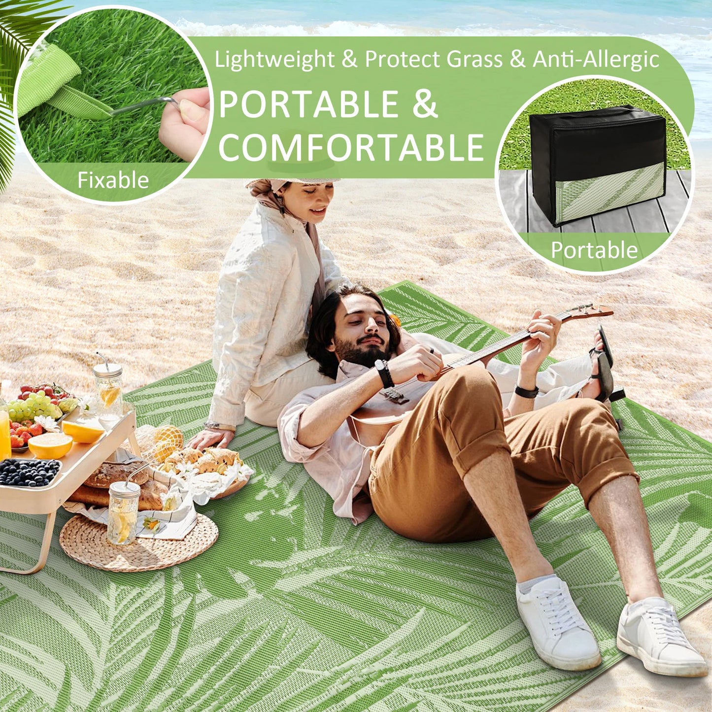 Outdoor Rug Waterproof Recycled Plastic Polypropylene For Patio Deck Camping