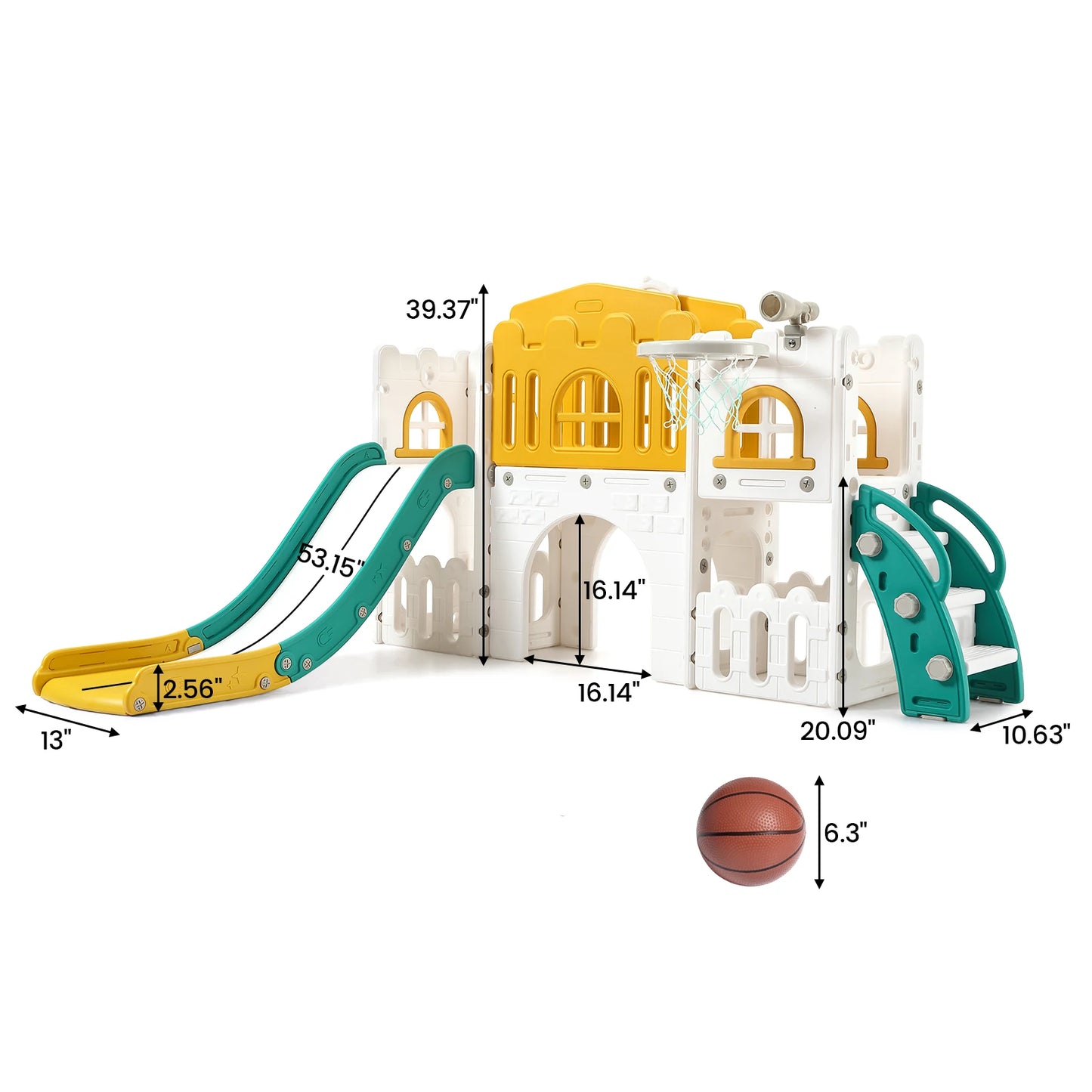 Toddler Indoor Playground Slide With Basketball Hoop