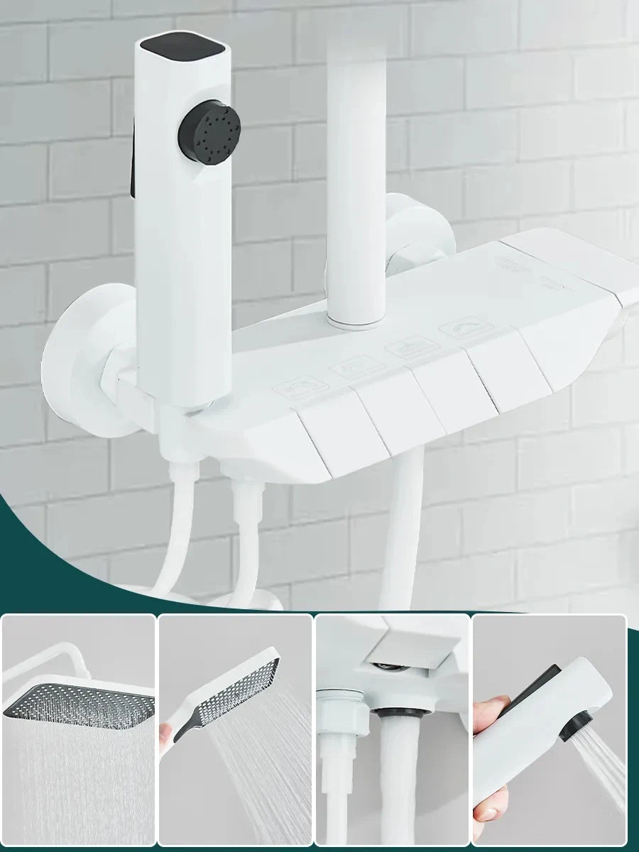 Onyzpily Four Way Piano Key Rainfall Shower Faucet System