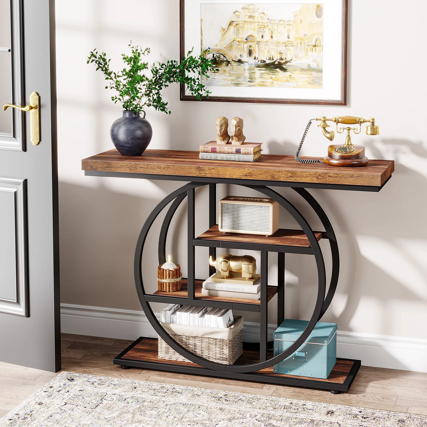 Tribesigns Four-Tier Industrial Console Table For Entryway