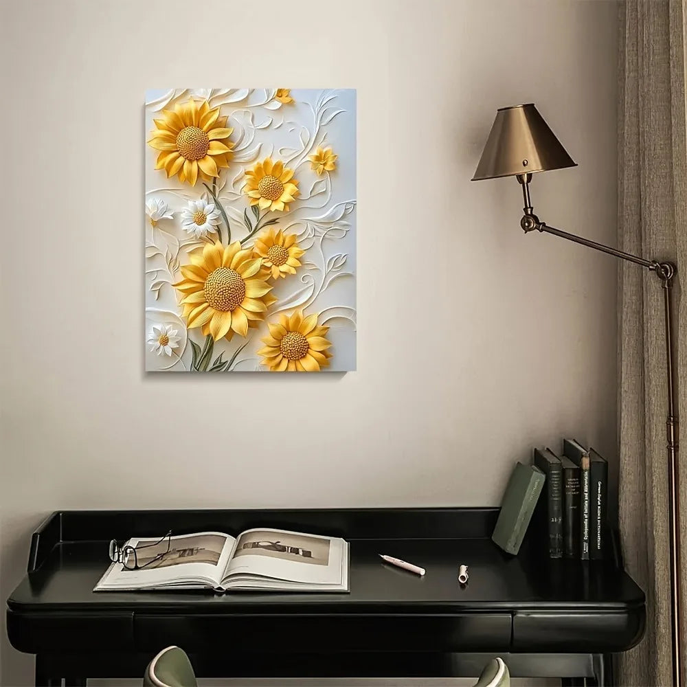 Sunflower Canvas Art With Wood Frame