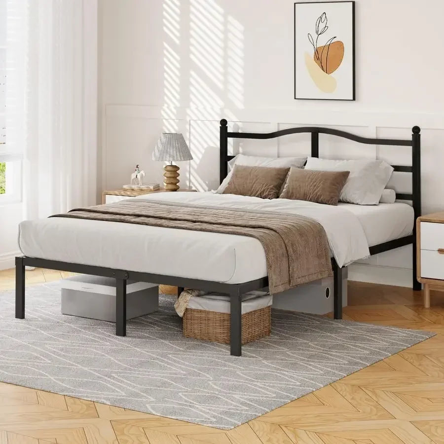 Inch Full Size Bed Frame with Headboard, Heavy Duty Metal Platform Bed Frame Full Size Mattress Foundation with Sturdy Steel Sl