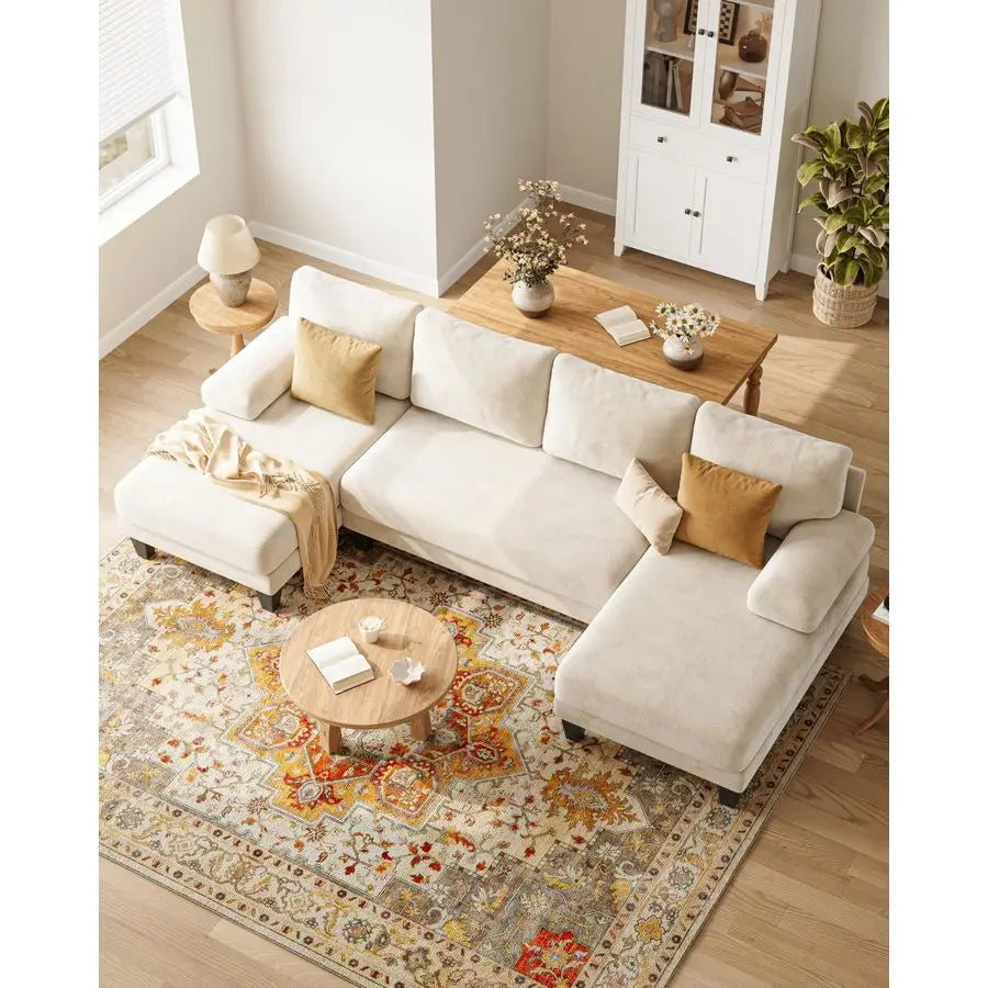 MBVM UShaped Sectional Sofa Chenille With Double Chaise Living Room