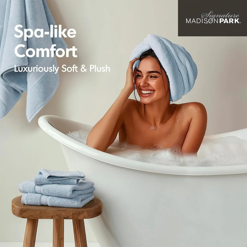 800GSM Cotton Bath Towel Set, 8 Pieces, Ultra Absorbent