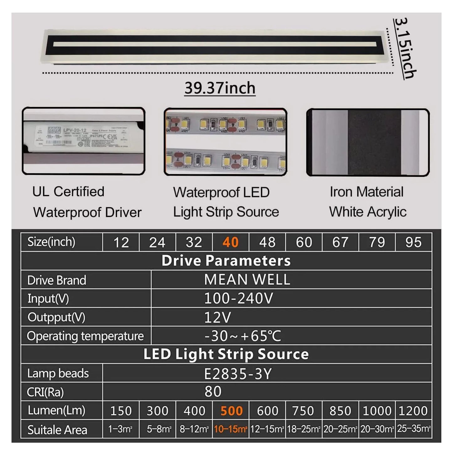 Modern Outdoor LED Wall Sconce Fixture with Frosted Acrylic