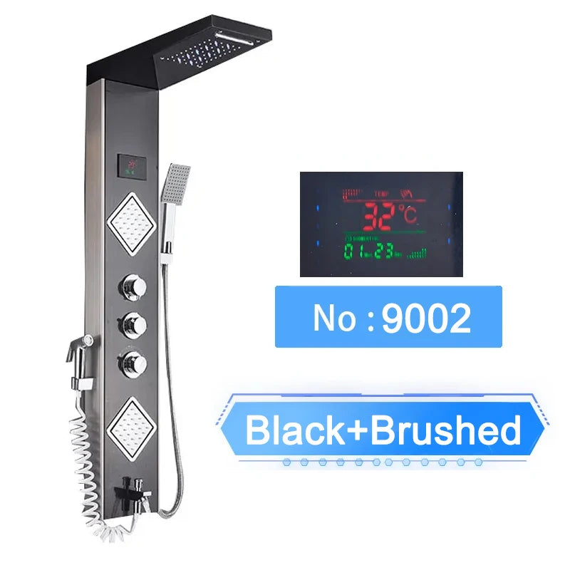 Shinesia LED Shower Panel With Waterfall Rainfall And Massage Jets