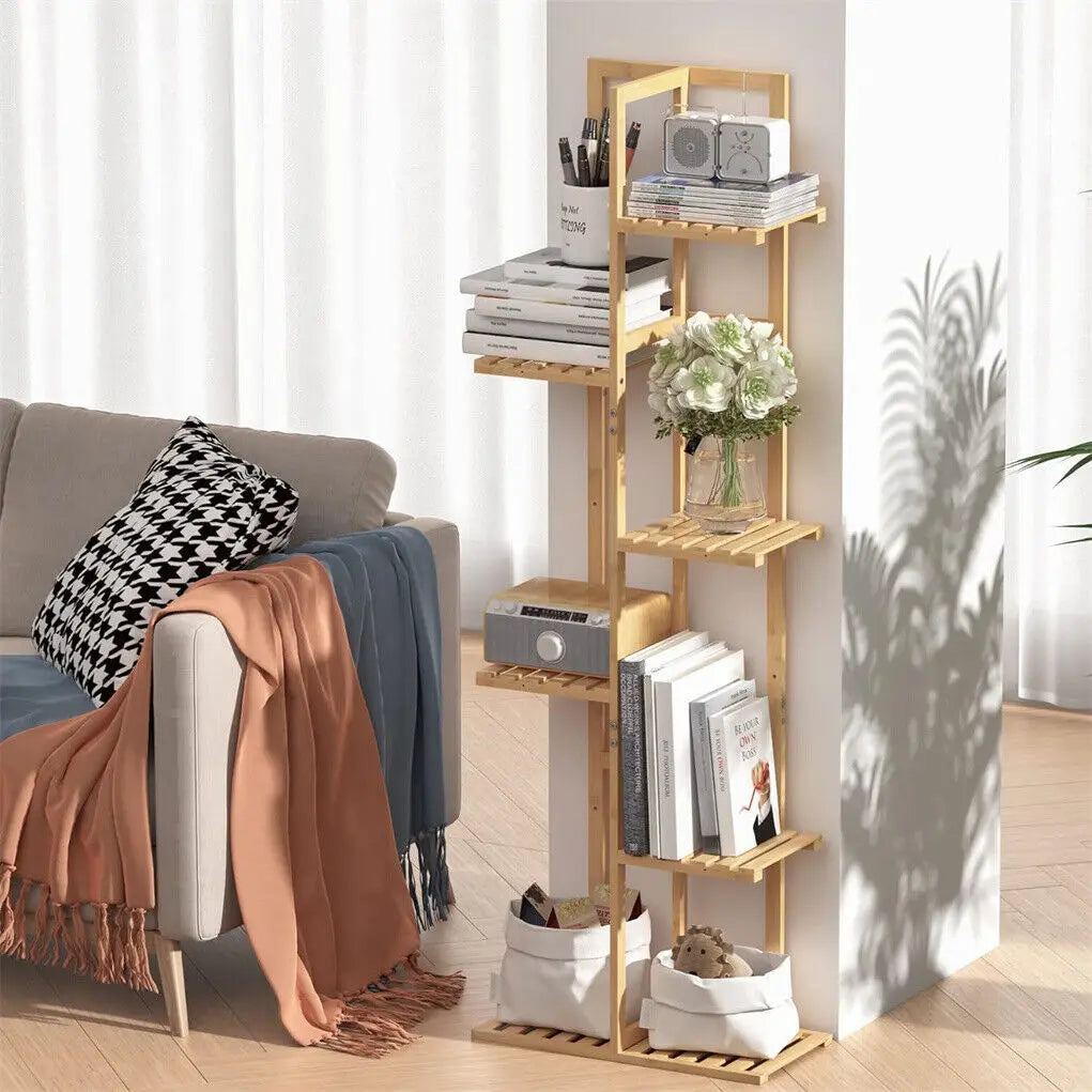 Wisfor Bamboo Corner Plant Stand Rack Tall Indoor Outdoor Shelf