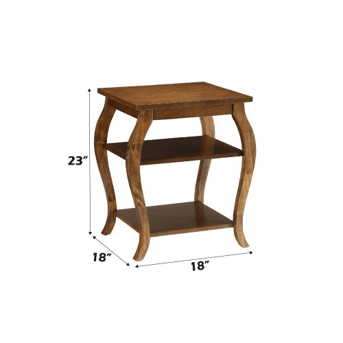 Retro Wooden Side Table With Open Shelves