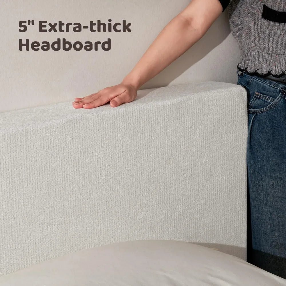 MOYU Cloud Upholstered Bed Frame With Headboard And Foam Platform