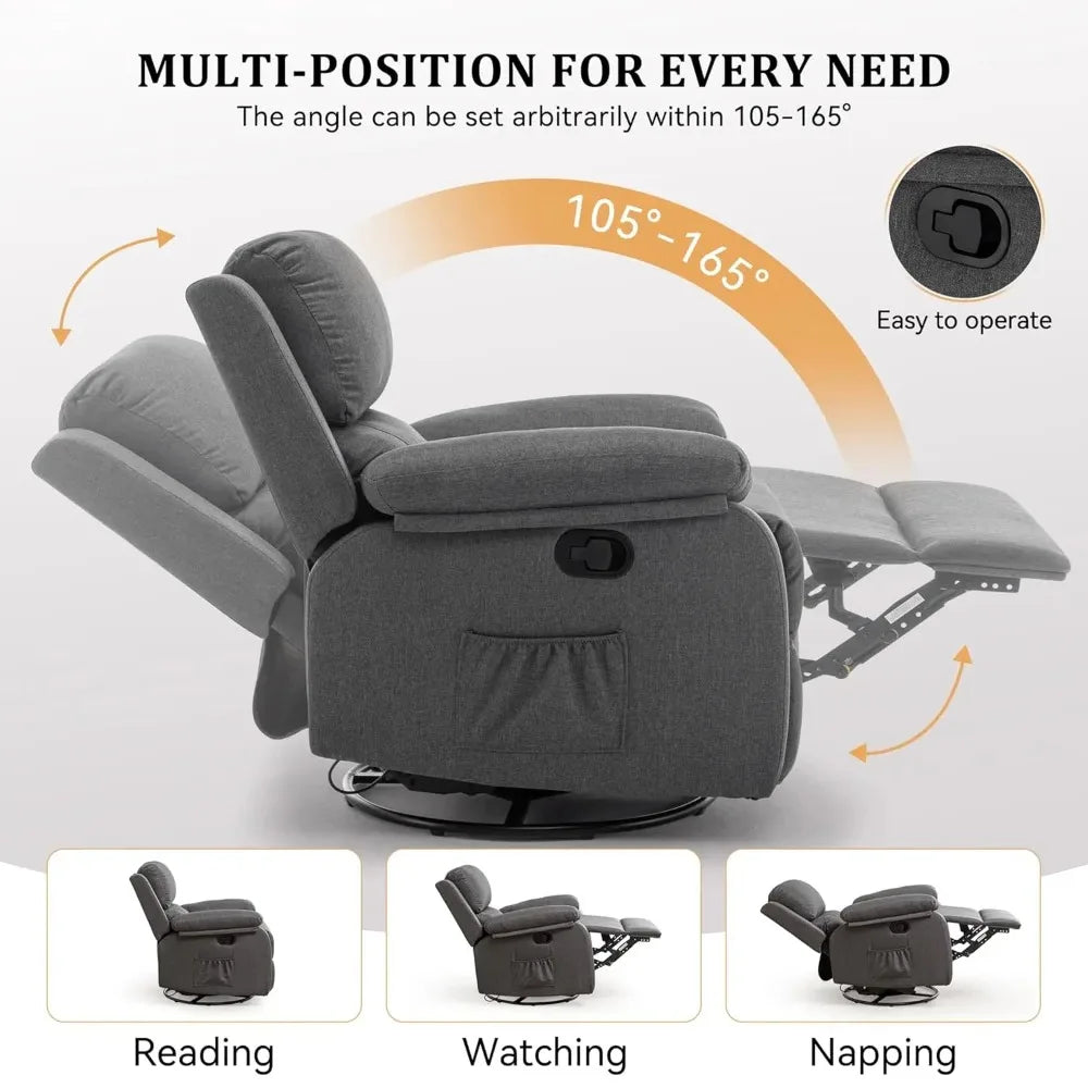 Chengwei Recliner Chair 360 Degree Swivel Rocker For Small Spaces
