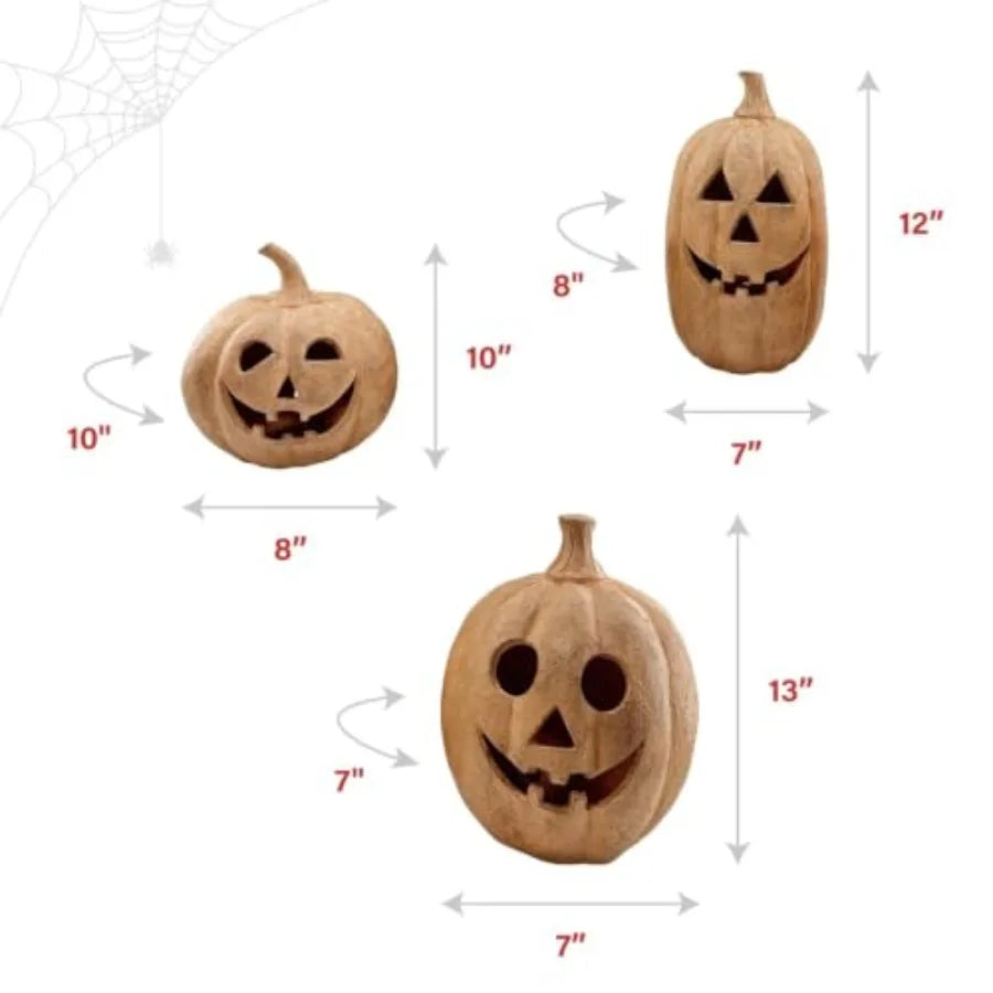 Lighted LED Jack O Lantern Halloween Decorations with Flickering Glow