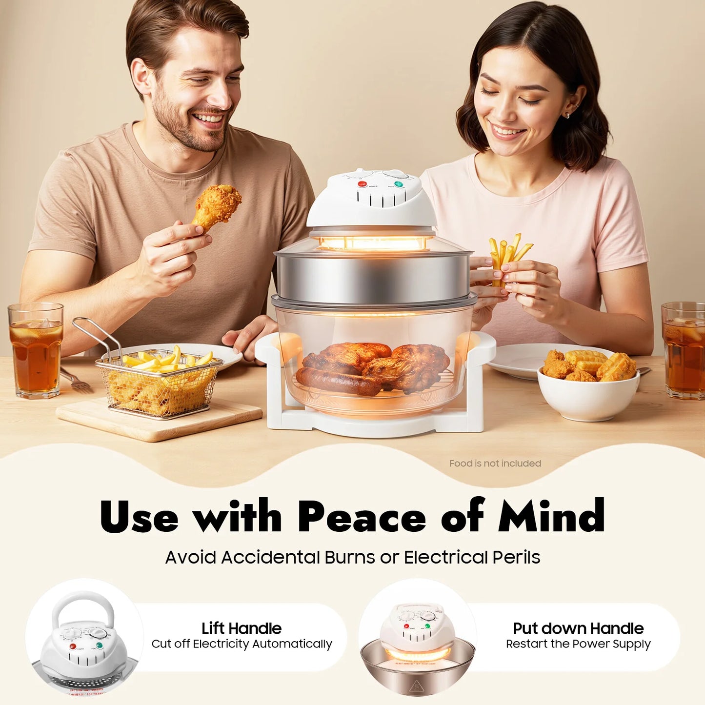 Visual Air Fryer Oil Free Cooker With Grill Rack Efficient
