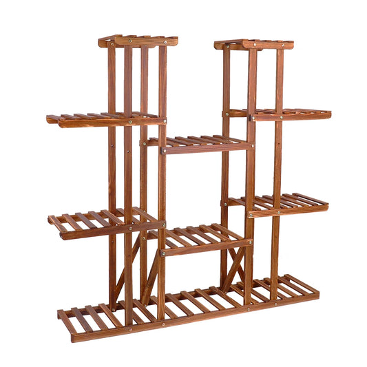 Wooden Plant Shelf Flower Pot Stand Indoor Outdoor Multi-Tier Plant Display Stand
