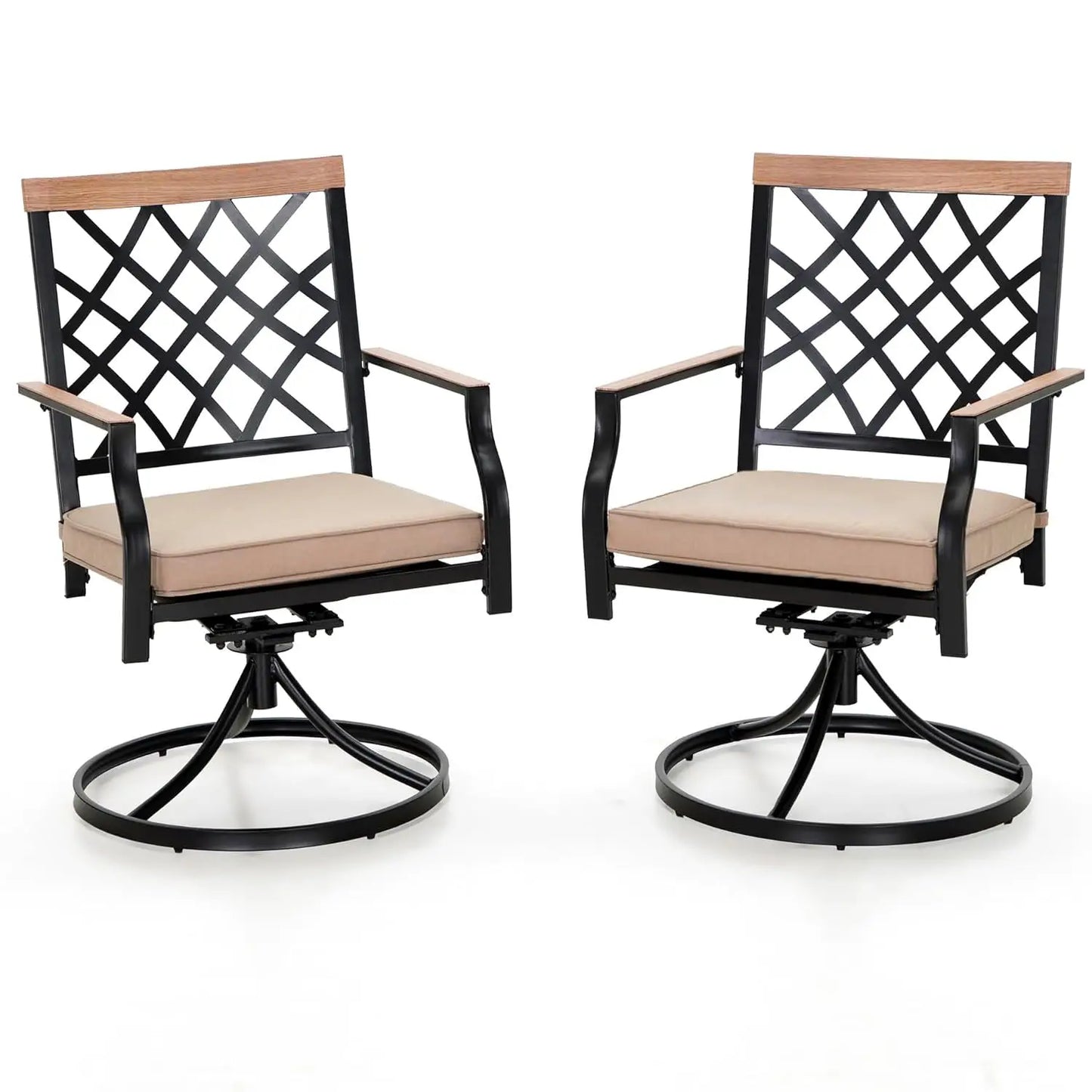 Outdoor Metal Swivel Chairs Set Of 2 With Cushions