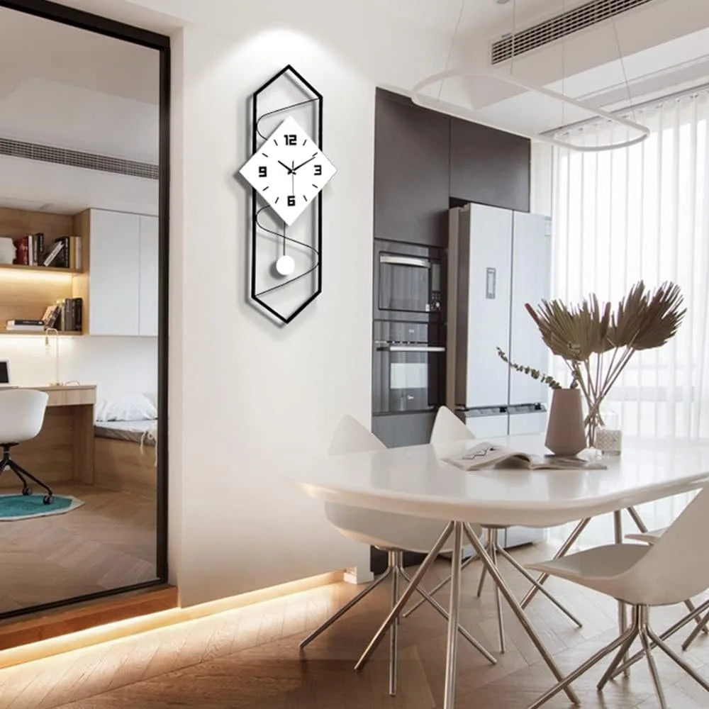 Quartz Silent Wall Clock With Pendulum for Modern Home Decor