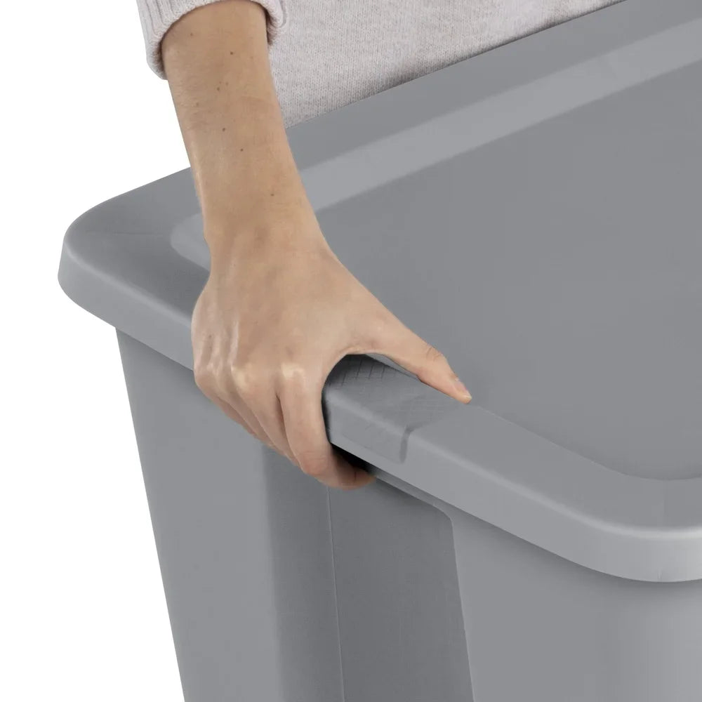 Stackable Storage Bin With Snap On Lid And Handles