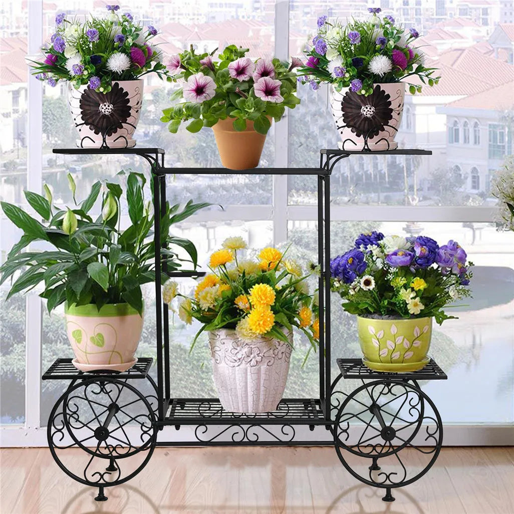 Parisian Style 6-Tier Metal Garden Cart Plant Stand Indoor Outdoor