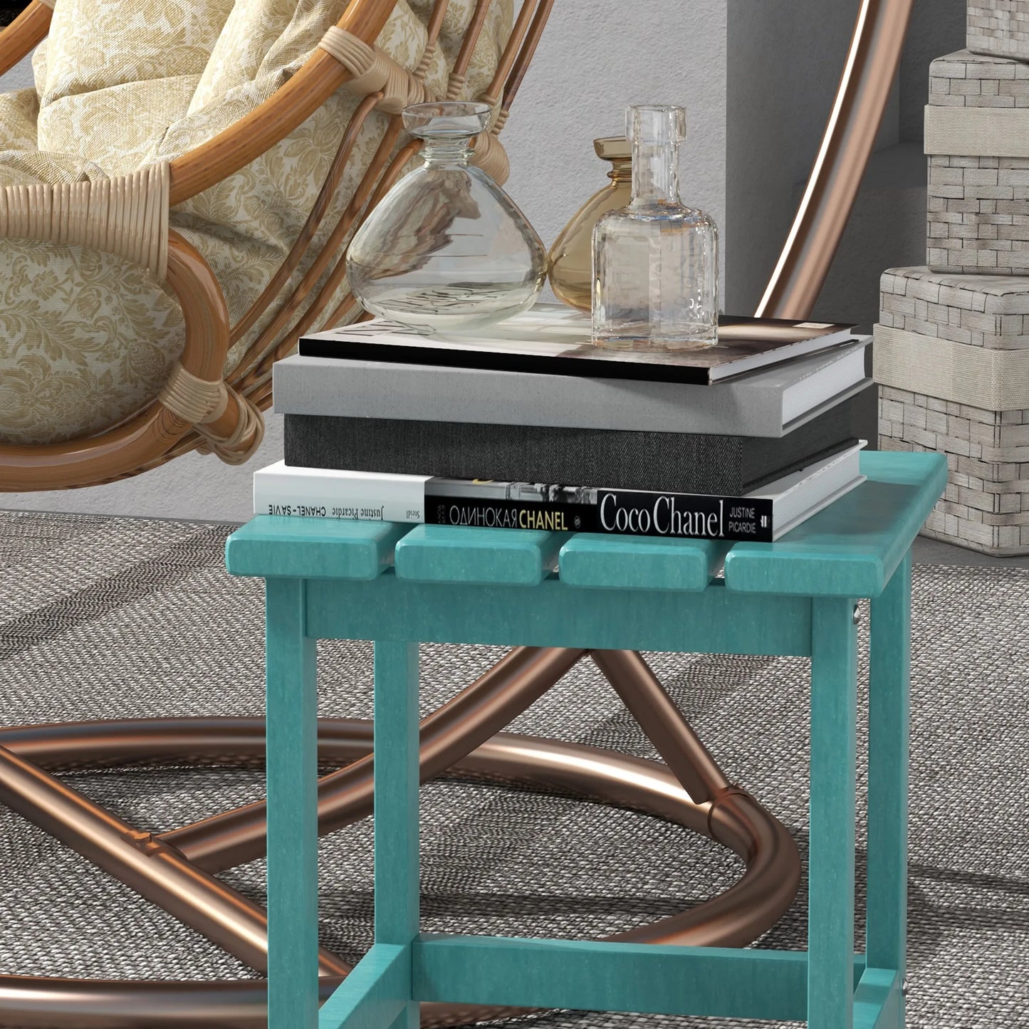 Outdoor Plastic Side Table For Patio And Garden Weather Resistant