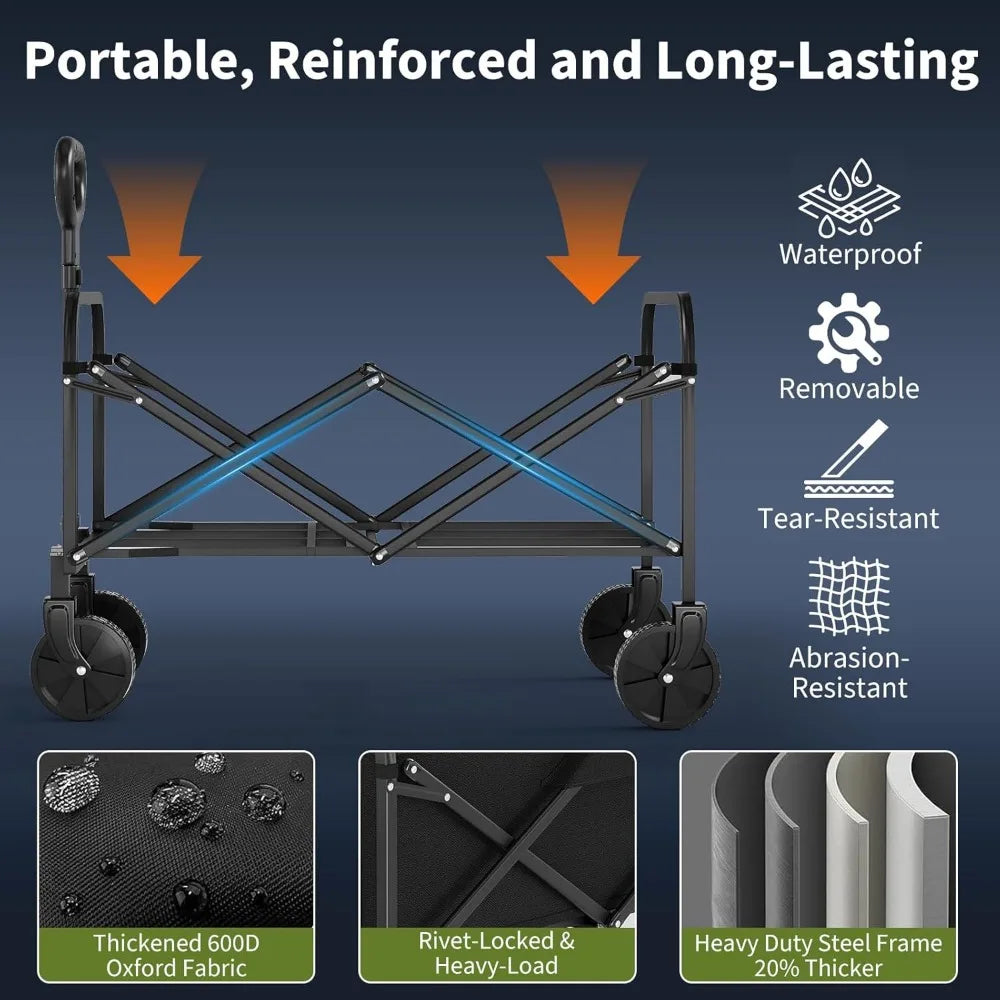 NBVCX Foldable Utility Wagon All Terrain Wheels And Cup Holders