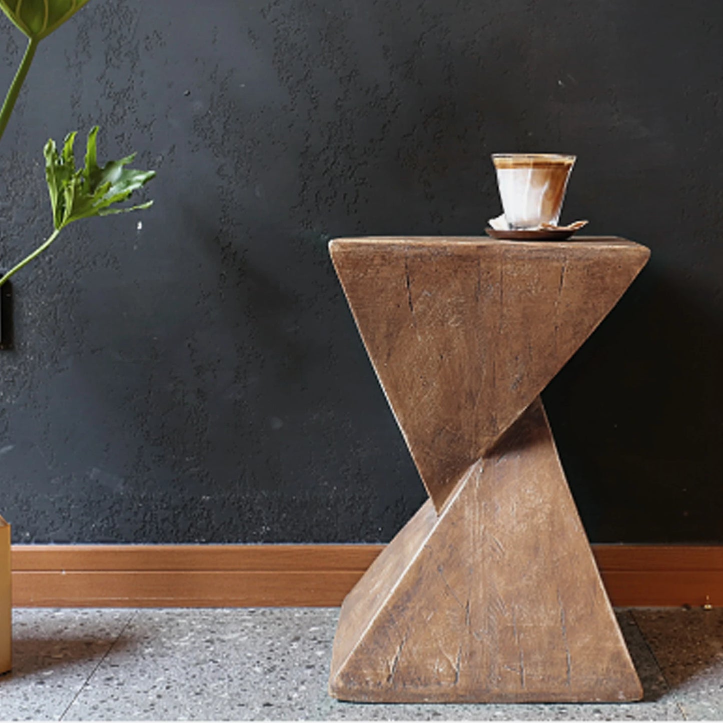 Lightweight Concrete Accent Table With Modern Geometric Design