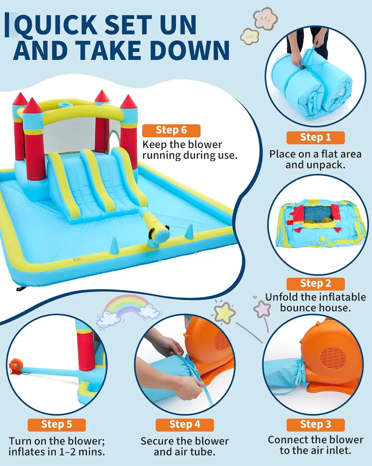 Inflatable Water Slide Bounce House 7 In 1 Backyard Fun