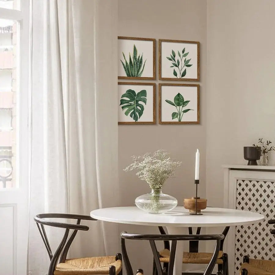 Framed Botanical Wall Art For Bathroom Minimalist Plant Print