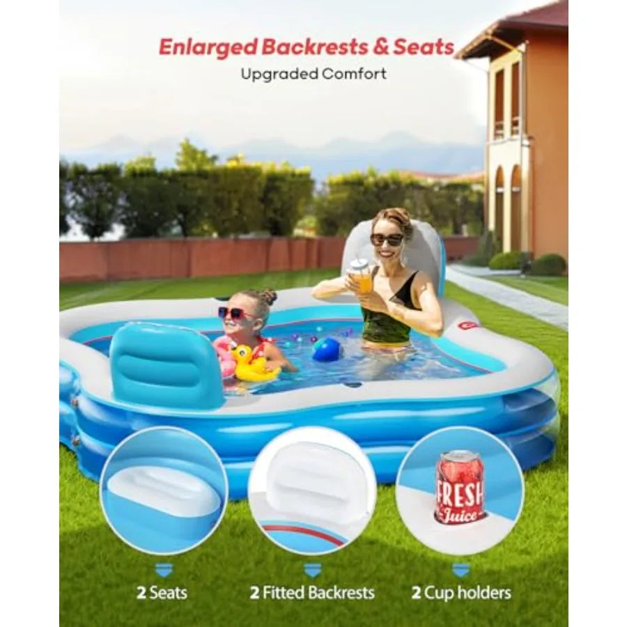 Inflatable Family Pool With Two Seats And Backrests