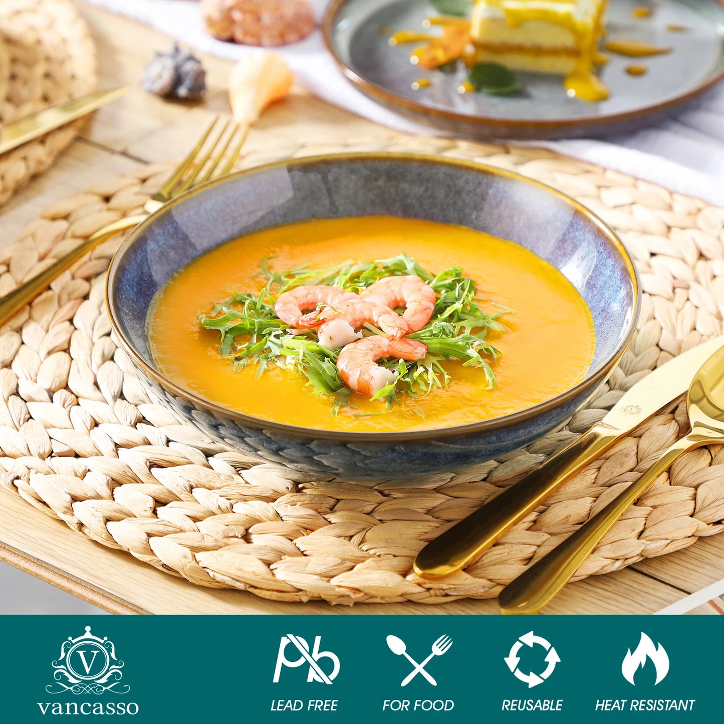 MALACASA Reactive Glaze Stoneware Dinnerware Sets For Everyday Use
