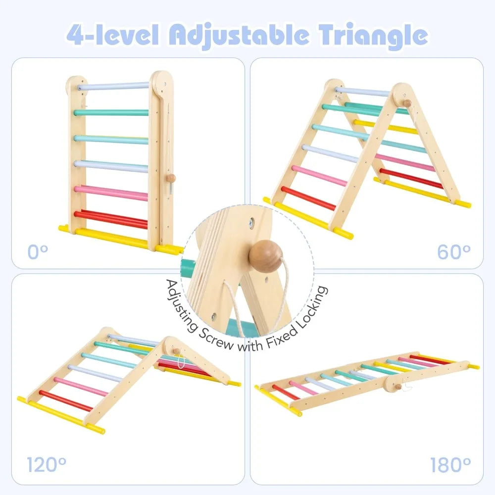 Pikler Triangle 7-In-1 Foldable Set For Toddlers Indoor Playground