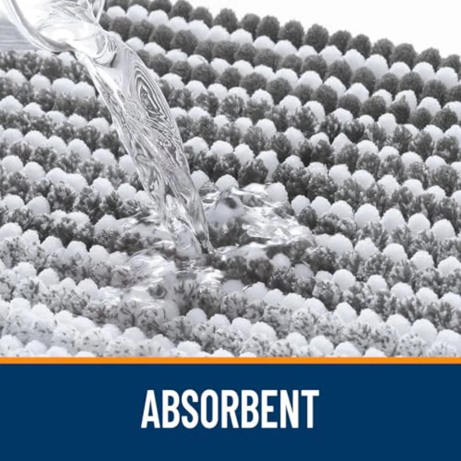 Soft Absorbent Chenille Striped Bathroom Rug With Rubber Backing