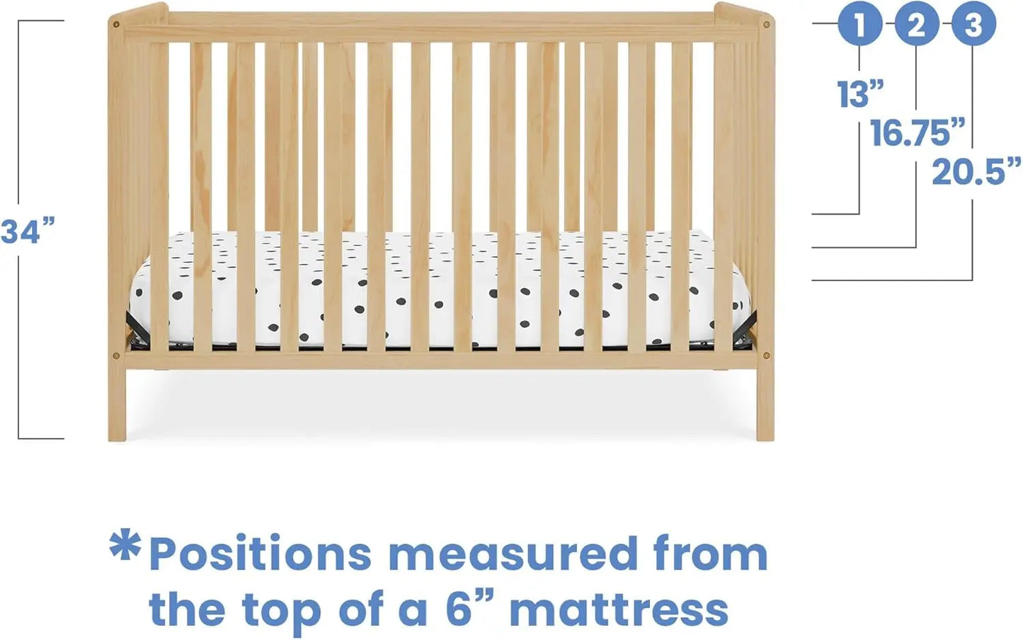 4-In-1 Convertible Baby Crib With Adjustable Height In Natural Wood