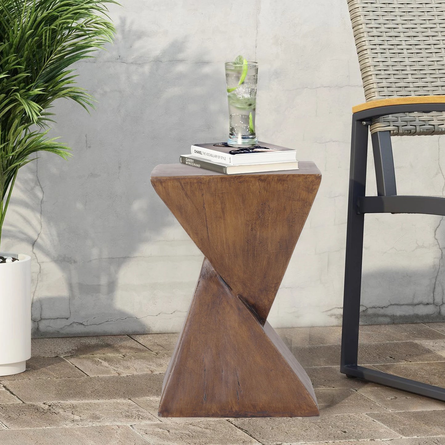 Lightweight Concrete Accent Table With Modern Geometric Design