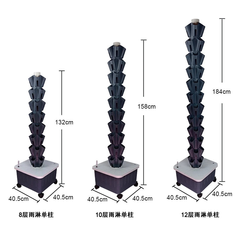 DIY Home Garden Vertical Rainfall Tower Planter Detachable Petal Shaped Deluge Planting Column Balcony Hydroponic Growing System