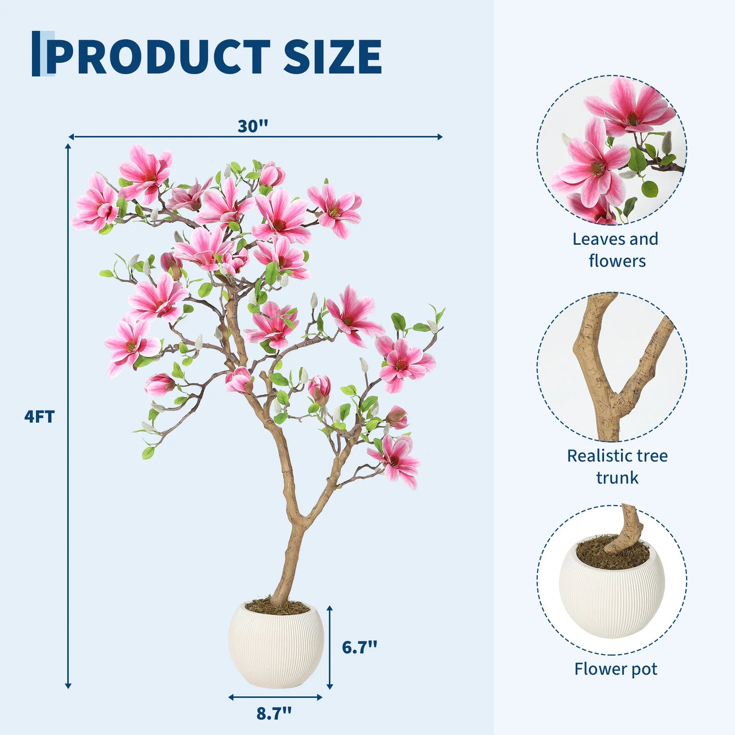 HiMISS Magnolia Artificial Tree For Home Decor In Pot