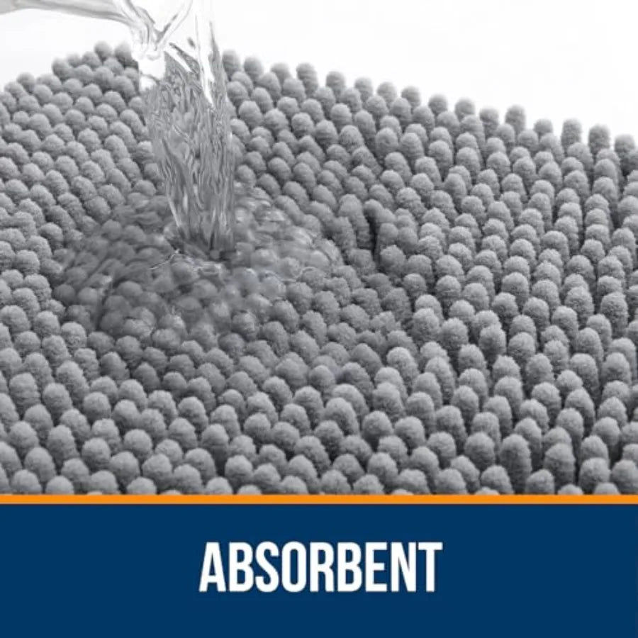 Soft Absorbent Chenille Bath Rug With Rubber Backing