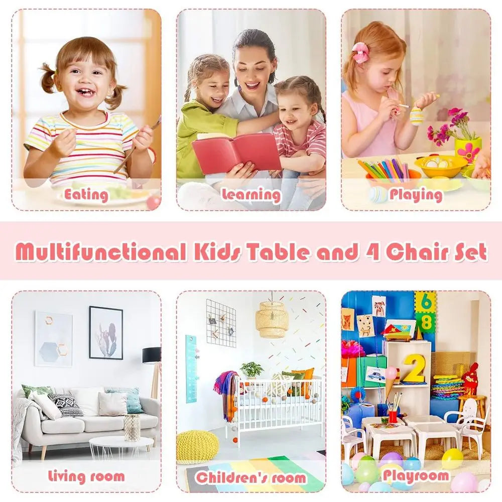 Natural Wooden Kids Table And Chair Set For Arts