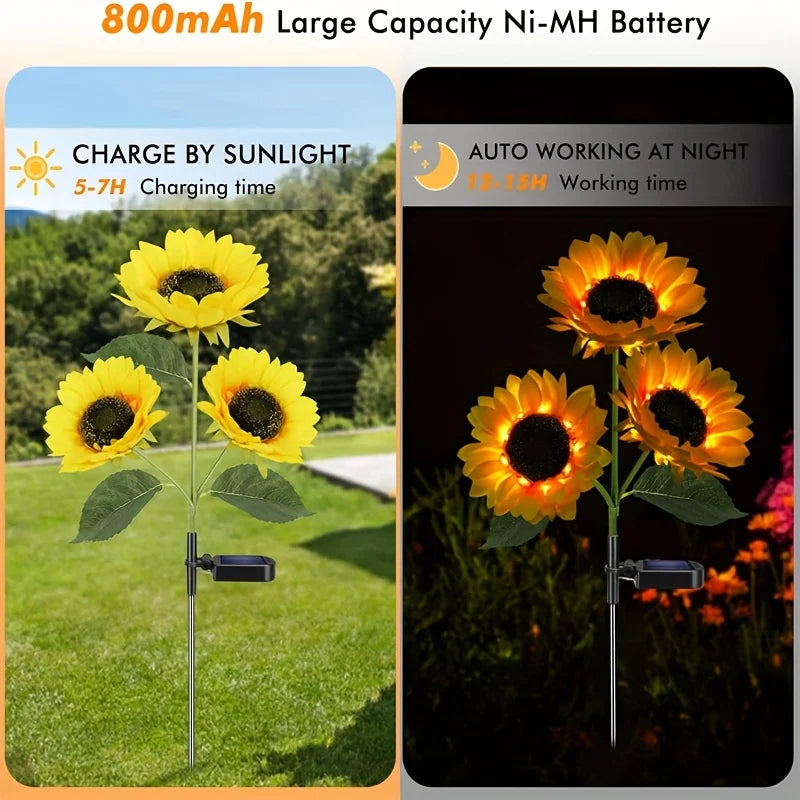 Solar Powered Sunflower LED Garden Decor for Outdoor Pathways
