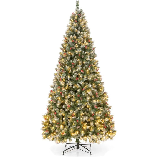 Artificial Prelit Christmas Tree Featuring Warm LED Lights And Hinges