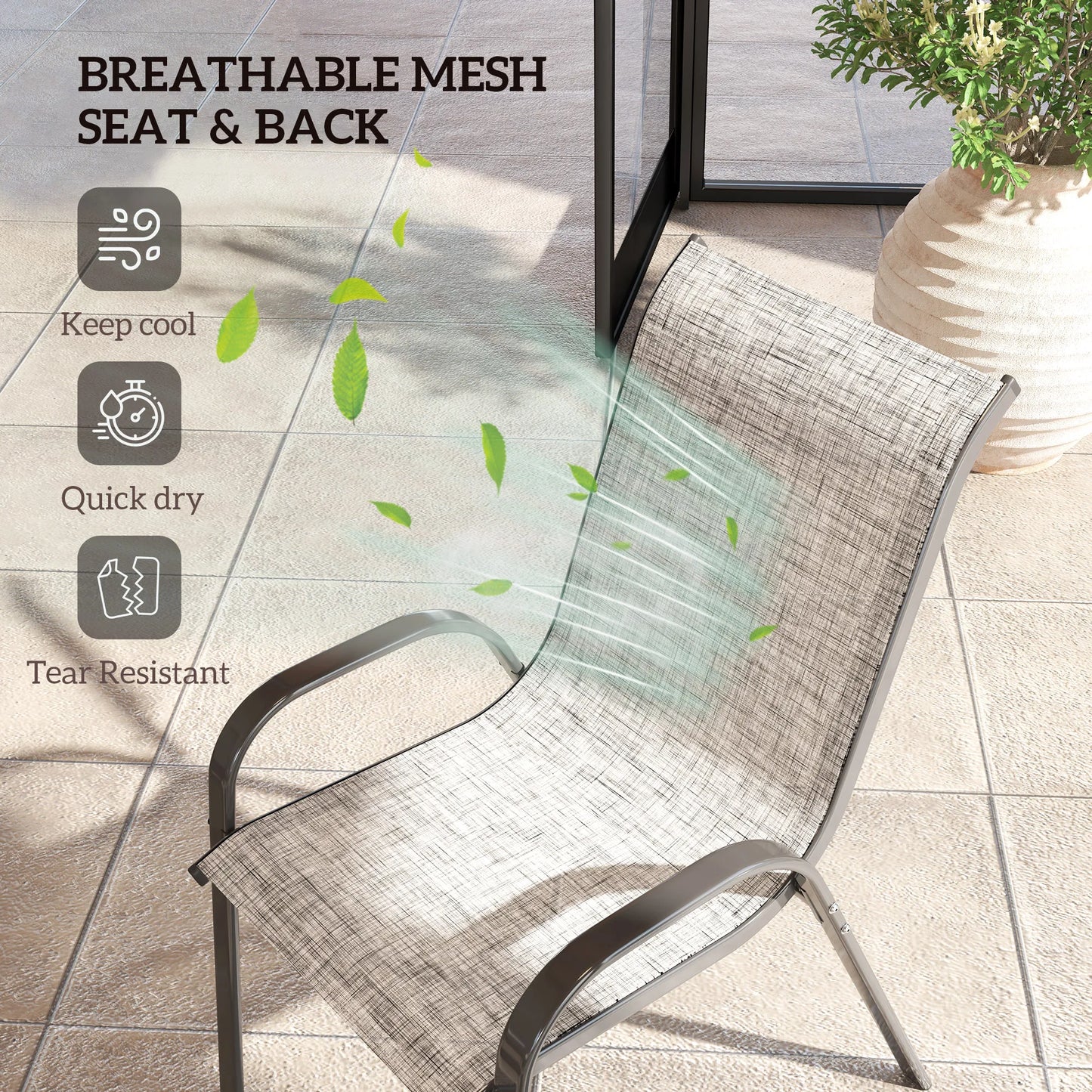 Stackable Patio Dining Chairs Set For Outdoor Dining