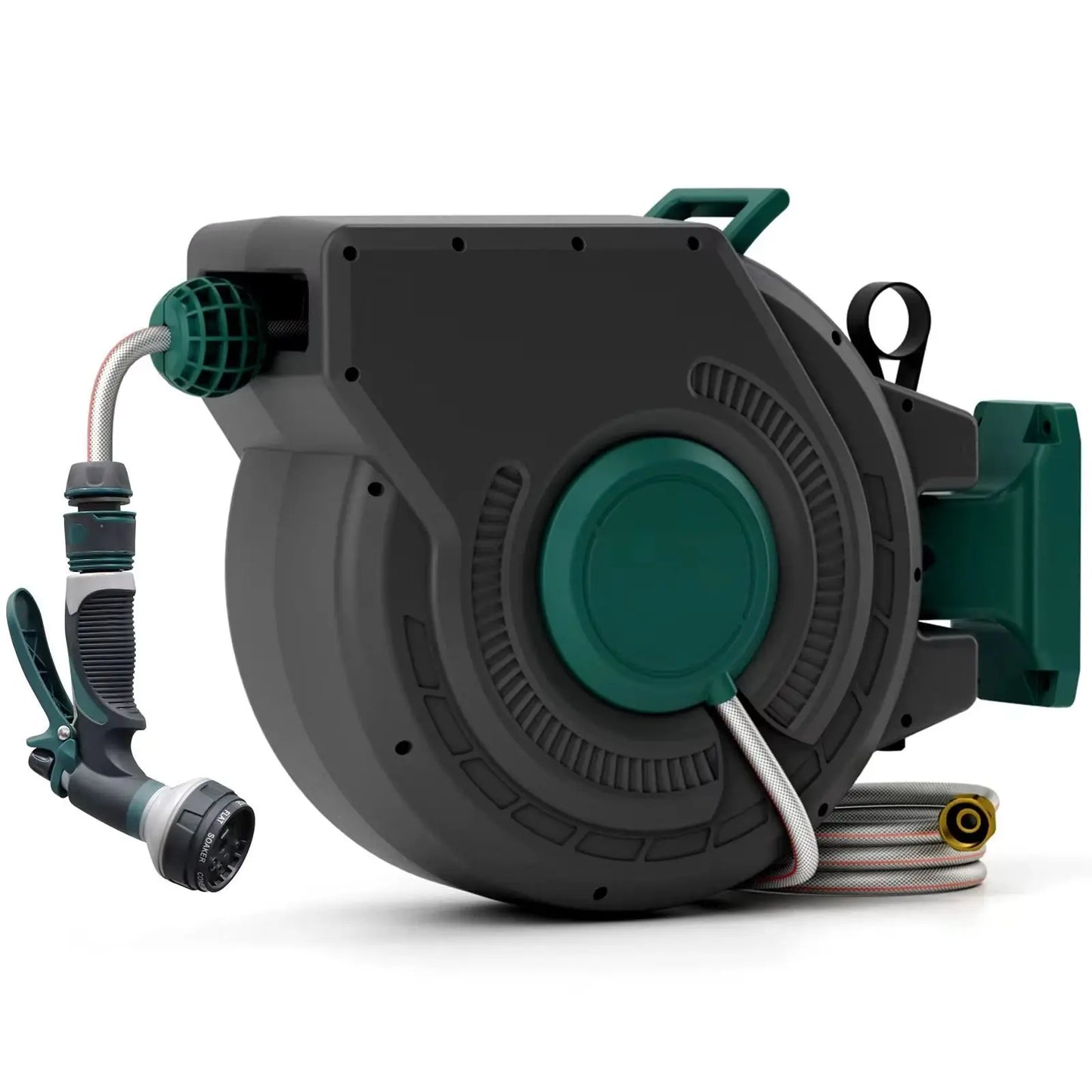 Retractable Garden Hose Reel 1/2 Inch x 130 ft, Super Heavy Duty, Any Length Lock, Slow Return System, Wall Mounted and 180 Deg
