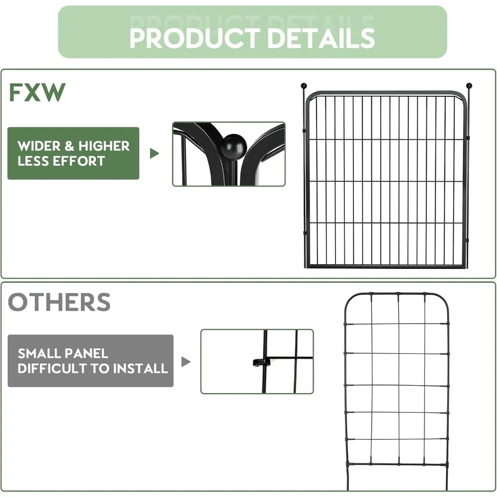 DAFIFY Outdoor Garden Fence With Gate Heavy Duty Iron Fencing
