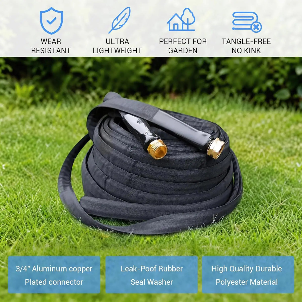 HiMiss Lightweight Fabric Covered Garden Hose For Outdoor Use