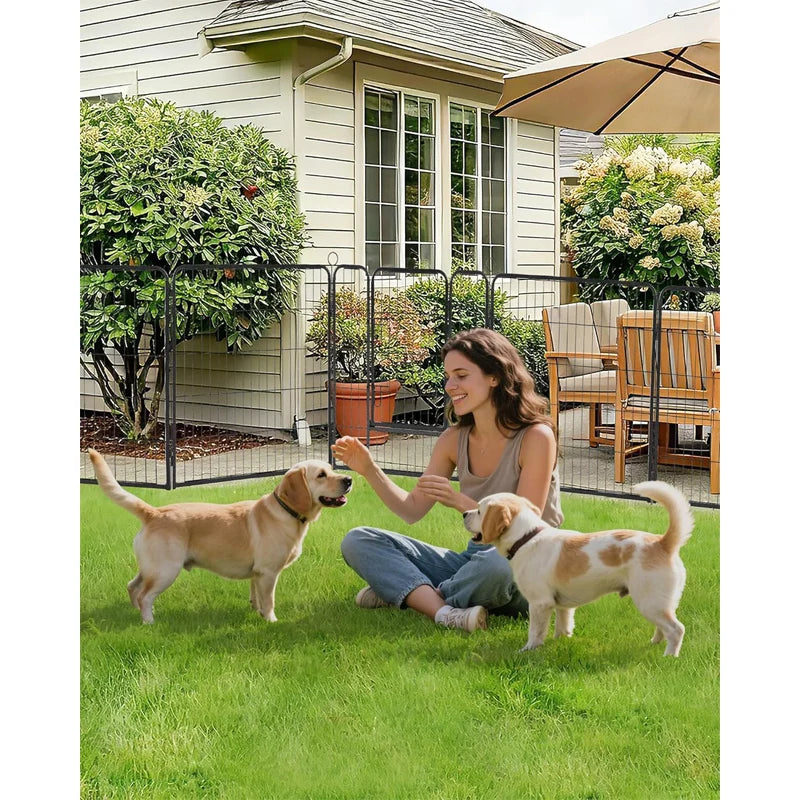 Heavy Duty Metal Dog Playpen With Gate 8 Panels Rust-Resistant