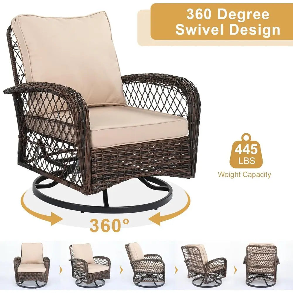 Three-Piece Outdoor Patio Bistro Set With Swivel Chairs And Table